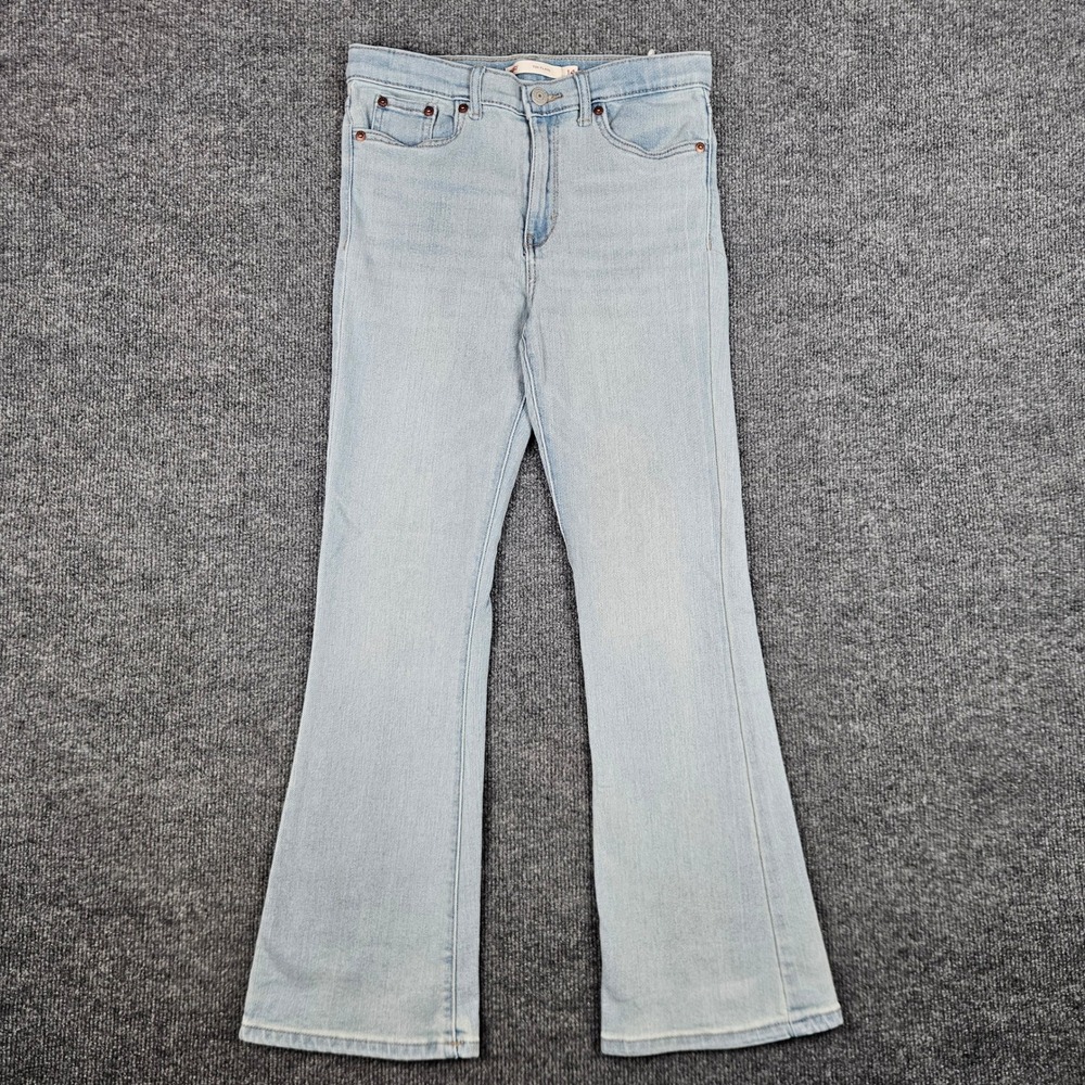 Levis 726 Flare Jeans Girls 14 Light Wash Denim Stretch Adjustable Waist Hi Rise